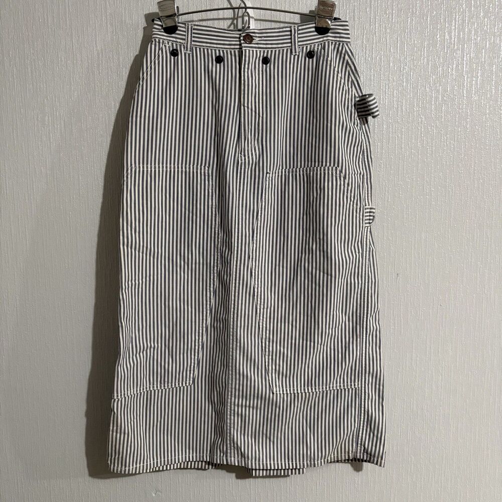 Smith & Hawken Skirt Vintage Railroad Stripe 100% Cotton Utility Midi Women’s 10